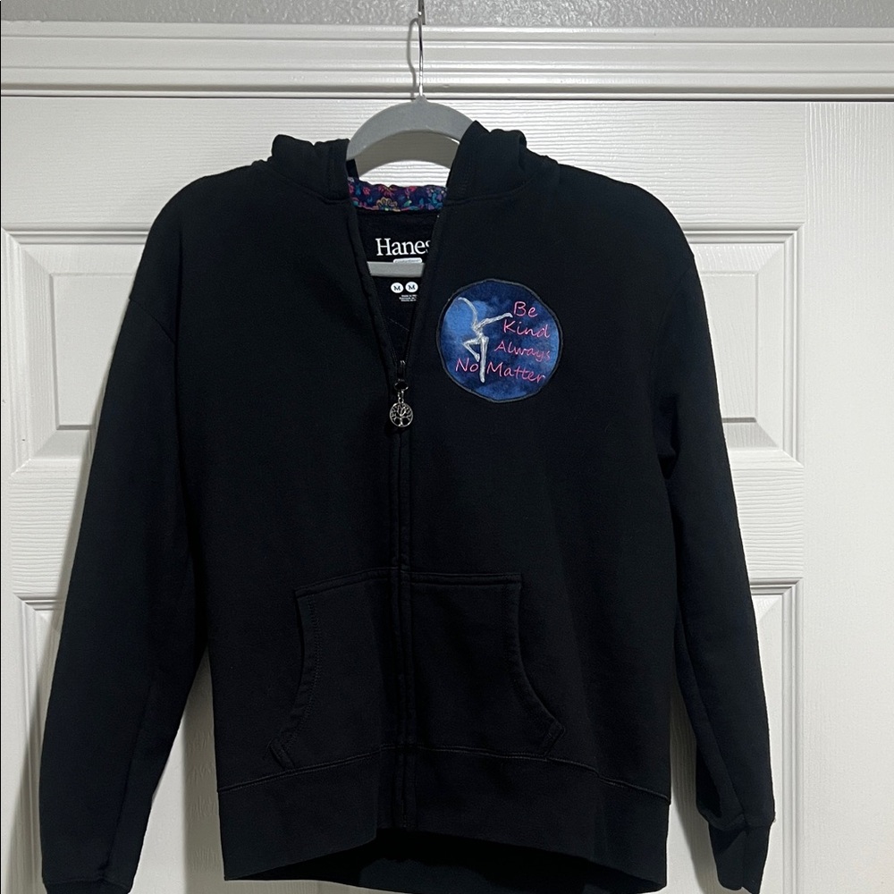 Hanes Black Hoodie with Inspirational Patch